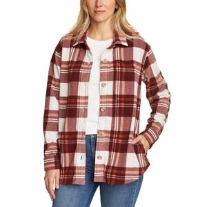 Eddie Bauer Women's Plaid Shirt - Red and White